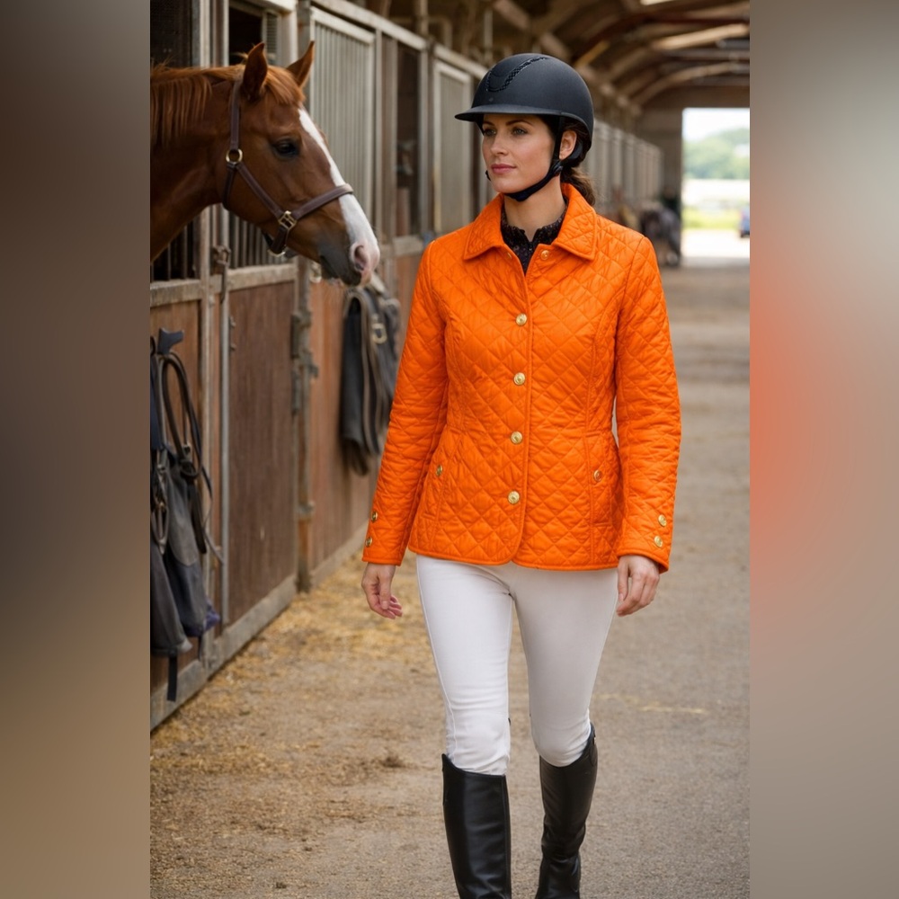 C. Wonder by Christian Siriano Women’s Orange Quilted Button Front Barn Coat